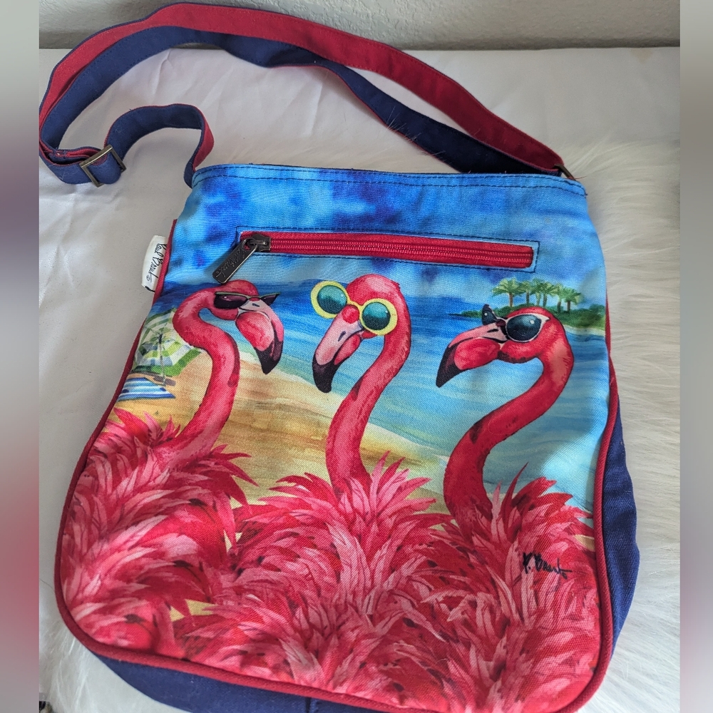 Paul Brent Flamingos Crossbody Bag- Sun N' Sand- Sequins Beach Canvas Purse Tote